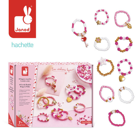 Janod Zestaw kreatywny do tworzenia biżuterii Pierścionki z koralików 7+