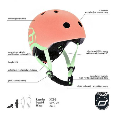 Scootandride Kask XXS-S Dla Dziecki 1-5 Lat Peach