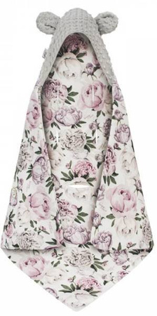 Bambusowy Kocyk do Fotelika 90x90 cm Peonie