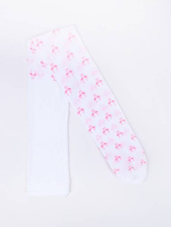 Yo! Rajstopy Dziewczęce Białe W Różowe Flamingi 20 DEN Rozmiar 68-74