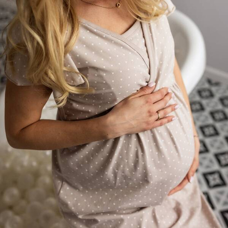 Eevi Emily Koszula Ciążowa Beżowa w Groszki Rozmiar XXL