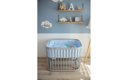 Waldin Łóżeczko 5w1 z Kołyską i Wyposażeniem Szare + Fioletowe Dodatki