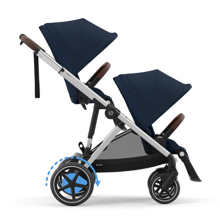 Cybex E-Gazelle S Wspomagany Wózek Spacerowy Bliźniaczy Rama Srebrna Ocean Blue