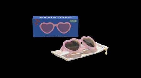 Babiators Heart Frosted Pink Polaryzacja P-HRT503-S Rozmiar 0-2+ Purple Mirrored Lens