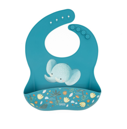 Sassi Śliniak silikonowy z kieszonką Słonik