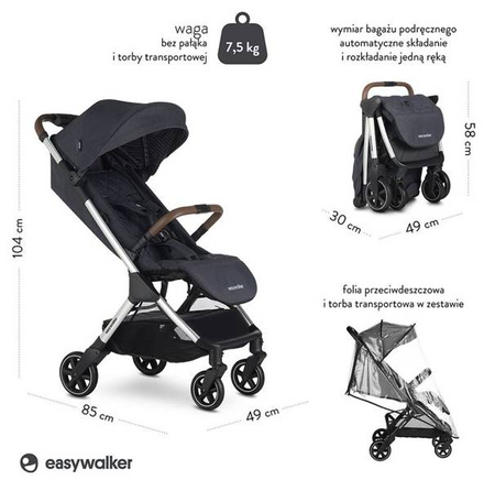 Easywalker Jackey Kompaktowy Wózek Spacerowy z Torbą Transportową Platinum Editon