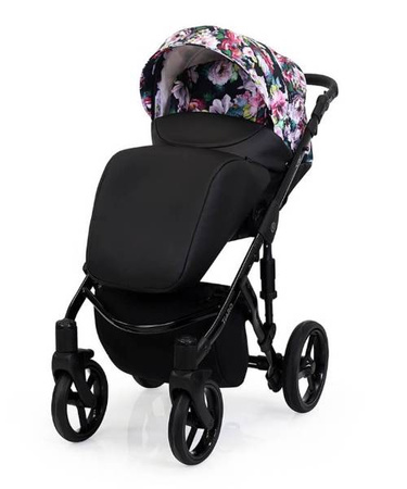 Kunert Tiaro Wózek Głęboko-Spacerowy 2w1 Czarny + Zielony Biała Rama Koła Żelowe