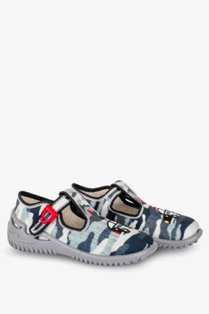 Zetpol Piotruś Kapcie ze Skórzaną Wkładką Szare Moro