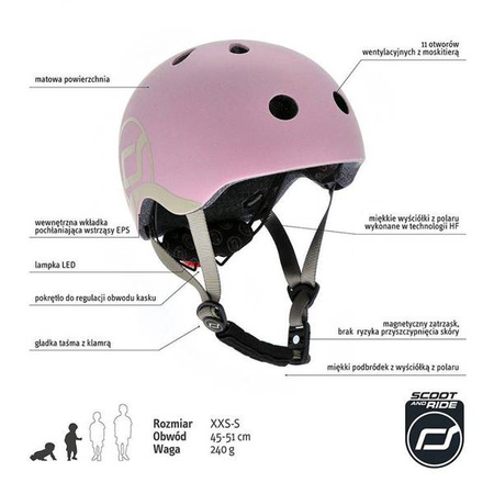 Scootandride Kask XXS-S Dla Dziecki 1-5 Lat Rose
