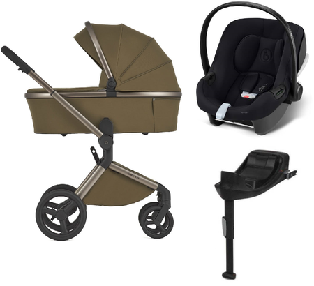 Anex Flo Wózek Głęboko-Spacerowy Astra + Cybex Aton B2 i-Size Fotelik Samochodowy 0-13kg + Baza One Volcano Black