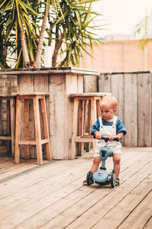 Scootandride Highwaykick 1 Jeździk i Hulajnoga 2w1 1-5 Lat S+ Zestaw Ochraniaczy dla Dzieci XXS Steel