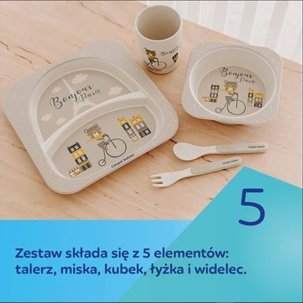 Canpol Babies Bonjour Paris Zestaw Naczyń 5 Elementów Granatowy 9/227_blu