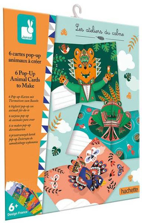 Janod Zestaw Kreatywny Przestrzenne Kartki Pop-Up 3D Zwierzęta 6+