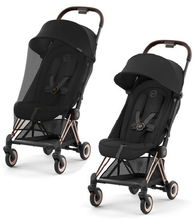 Cybex Coya Wózek Spacerowy Rama Rosegold Sepia Black + Cybex Coya Moskitiera Black