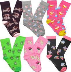 Be Snazzy Skarpetki 6x Bawełniane Skarpety Dziecięce 33-35 39-41 Wzorowane