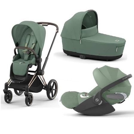 Cybex Priam 4.0 Wózek Głęboko-Spacerowy + Fotelik Samochodowy Cloud T 0-13kg + Baza T Leaf Green