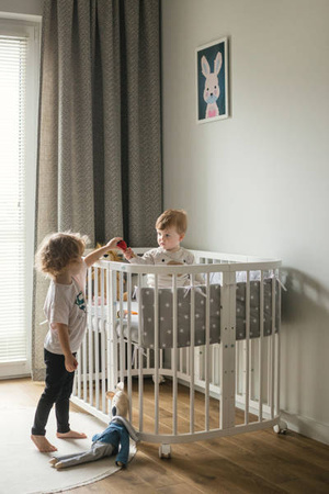 Waldin Łóżeczko Dziecięce 7w1 z Materacem Białe