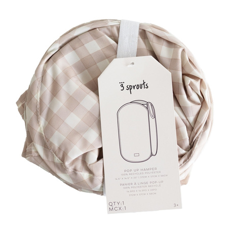 3 Sprouts Kosz Na Pranie i Zabawki Pop-Out Gingham Beige