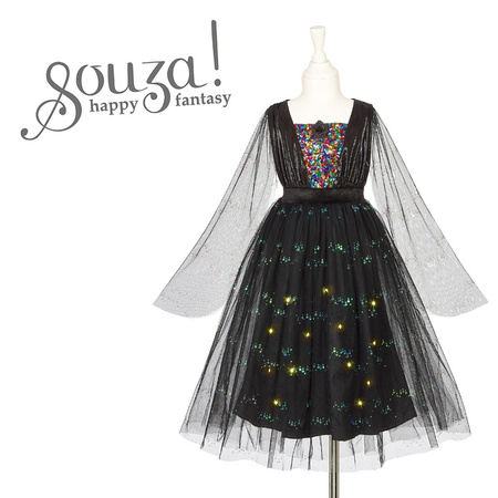 Souza! Kostium sukienka tiulowa z cekinami i lampkami LED czarownica Agatha 8-10 lat