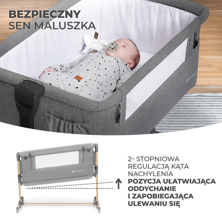 Kinderkraft Neste Grow Łóżeczko Dostawne Light Grey Full Wood
