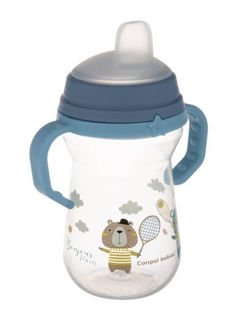 Canpol Babie sFirstCup Kubek z Silikonowym Ustnikiem 250ml Bonjour Niebieski 56/613_blu