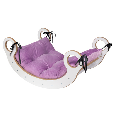 GUGI Bujak Montessori M Drewniany + Zjeżdżalnia + Ścianka + Poduszka Welurowa Różowa