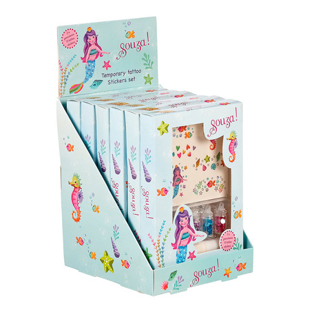 Souza! Tatuaże brokatowe z kryształkami Syrenka 5 el.