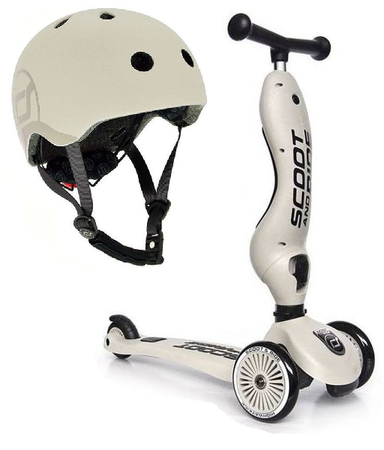 Scootandride Highwaykick 1 Jeździk i Hulajnoga 2w1 1-5 lat + Scootandride Kask Dla Dzieci S-M Ash