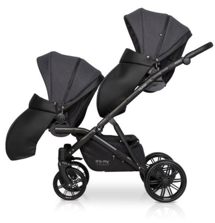 Riko Team Wózek Bliźniaczy Rok Po Roku Głęboko-Spacerowy Anthracite