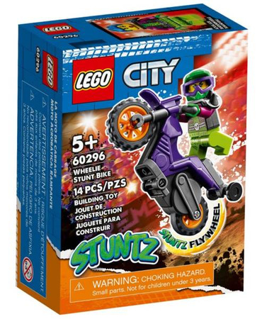 Lego City Klocki Wheelie na Motocyklu Kaskaderskim 60296