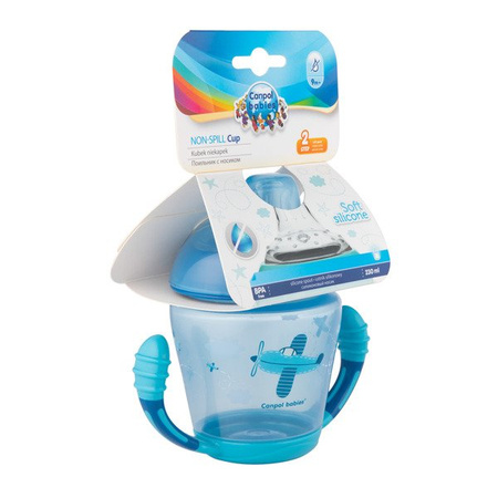 Canpol babies kubek niekapek miękki silikonowy ustnik 230ml TOYS 56/502_blu Niebieski