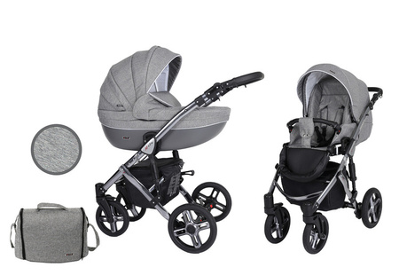 Kunert Mila Premium Wózek Głęboko-Spacerowy 2w1 Grafit + Jeans Grafitowa Rama Koła Żelowe