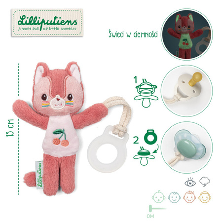 Lilliputiens Zawieszka do smoczka świecąca w ciemności Nocny mini przyjaciel Kotka Jeanne 0 m+