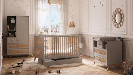 Theo Bebe Marelia Wielofunkcyjne Łóżeczko Ratanowe 70x140cm Moon