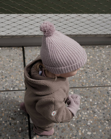 Lodger Czapeczka z wełny merino 100% różowa Rose 3-6m