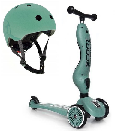 Scootandride Highwaykick 1 Jeździk i Hulajnoga 2w1 1-5 Lat + Scootandride Kask S-M Forest