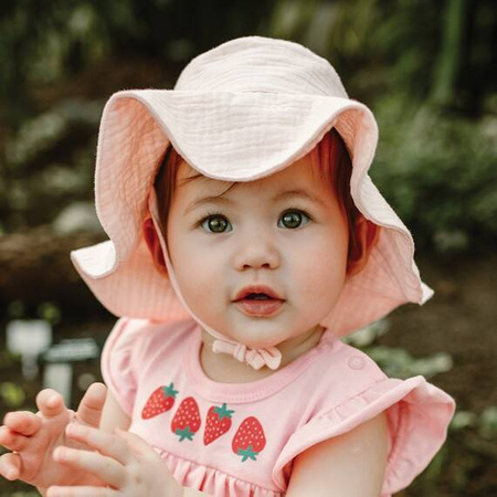 Eevi Strawberry & Love Kapelusz Muślinowy dla Dziecka Różowy S