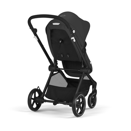 Cybex Eos Basic 3w1 Wózek Głęboko-Spacerowy Rama Czarna + Adaptery + Fotelik Aton B2 I-Size Moon Black + Baza One + Materac do Gondoli