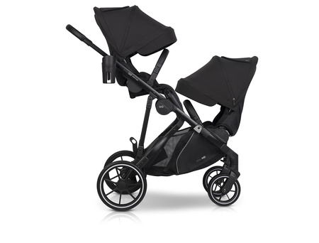 Easy Go Duoflex Wózek Głęboko-Spacerowy Bliźniaczy Rok po Roku Ebony Black 2 Siedziska 2 Gondole