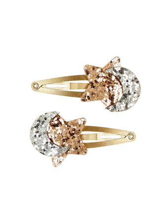 Souza! Spinki do włosów srebrno-złote księżyc i gwiazda Moon-Star 2 szt.