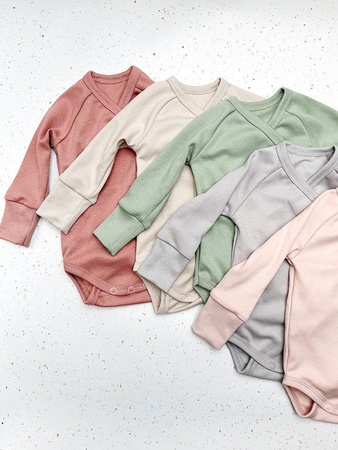 Poofi Body z Długim Rękawem Rozmiar 62 1-3m Pudrowy