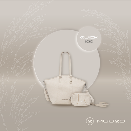 Muuvo Quick Boho Wózek Głęboko-Spacerowy Beige + Cybex Aton B2 i-Size Fotelik Samochodowy 0-13kg + Baza One Volcano Black