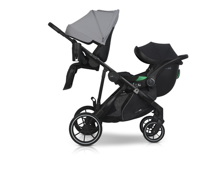 Easy Go Duoflex Wózek Głęboko-Spacerowy Bliźniaczy Rok po Roku Cloudy Gray 2 Siedziska 1 Gondola