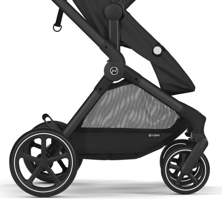 Cybex Eos Basic 3w1 Wózek Głęboko-Spacerowy Rama Czarna + Adaptery + Fotelik Aton B2 I-Size Moon Black + Baza One + Materac do Gondoli