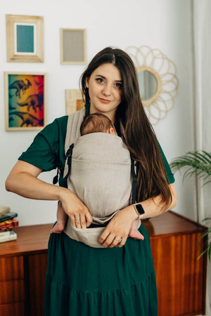 LennyLamb Moje Pierwsze Nosidełko LennyLight Splot Z Tkaniny Skośno-Krzyżowej 100% Bawełna Peanut Butter