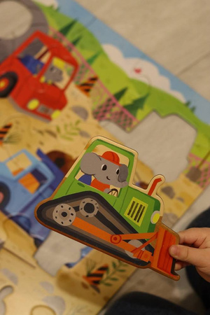 Mudpuppy Puzzle podłogowe Plac budowy z unikalnymi kształtami 25 elementów 2+