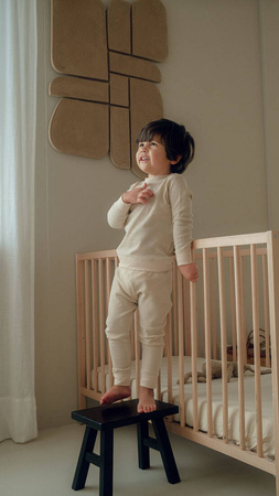 Lodger dwuczęściowa piżamka bawełniana beżowa Ciumbelle Ivory r. 80