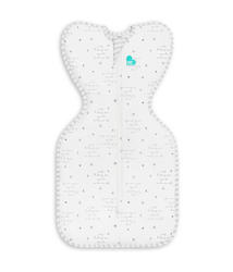 Love To Dream Swaddle Up Otulacz -  rozmiar XS - biały, kosmos i napisy ETAP1 - 0.2 TOG Original