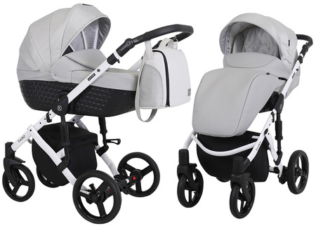 Kunert Tiaro Wózek Głęboko-Spacerowy 2w1 Szary Biała Rama Koła Żelowe