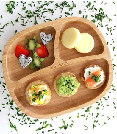 Eco Rascals Miseczka Trójdzielna Bambusowa z Przyssawką Niebieski